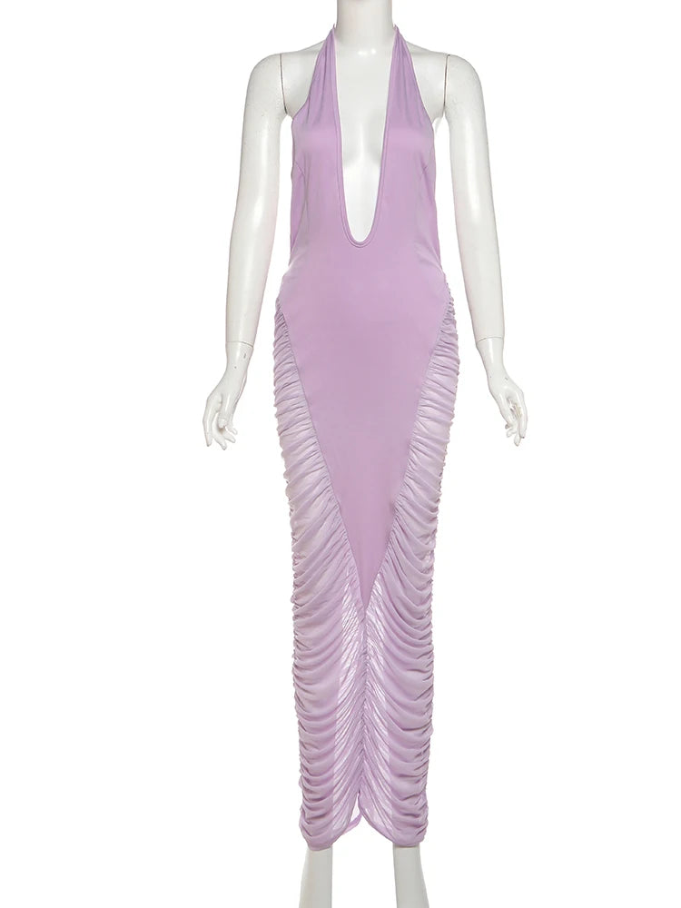 Vestido comprido com decote halter