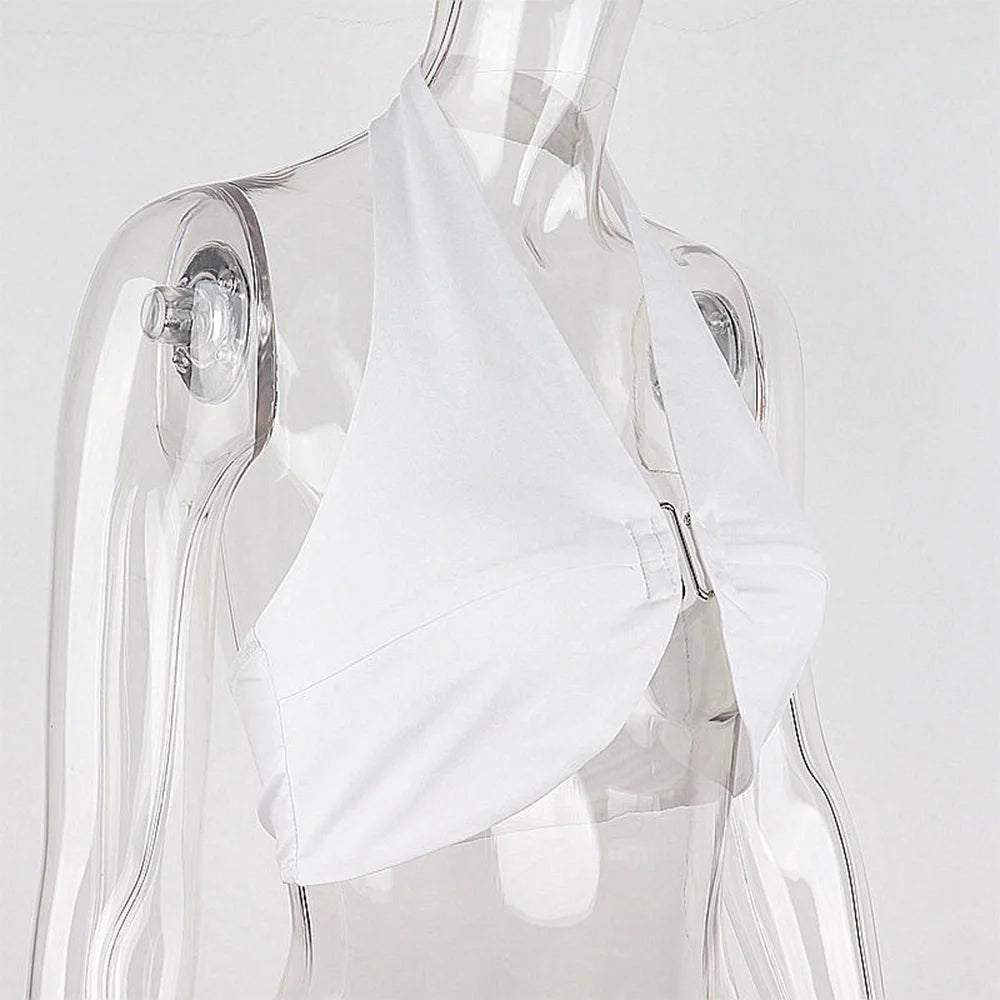 Top cropped com decote halter