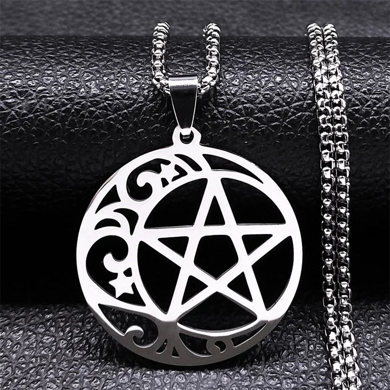 Colar com Pendente Lua Crescente em Aço Inoxidável Dourado