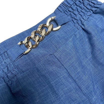 Calça de cintura subida