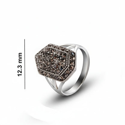 Anel vintage retro com escudo de zircónia