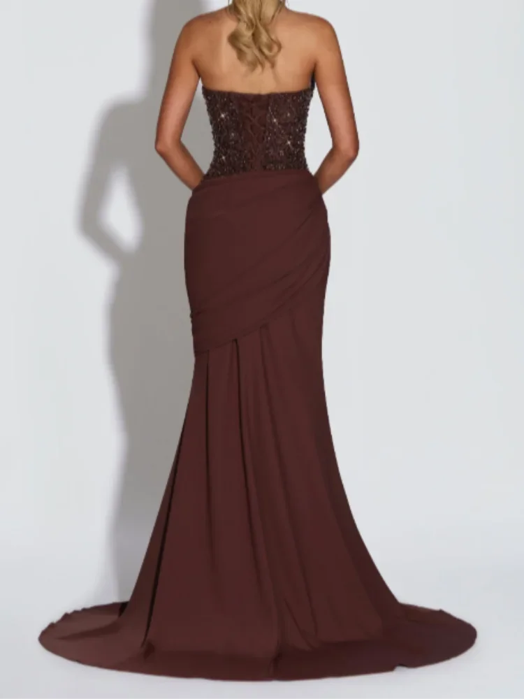 Vestido comprido sexy com lantejoulas