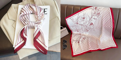 Lenço quadrado de seda com estampado floral de luxo