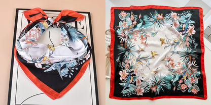 Lenço quadrado de seda com estampado floral de luxo