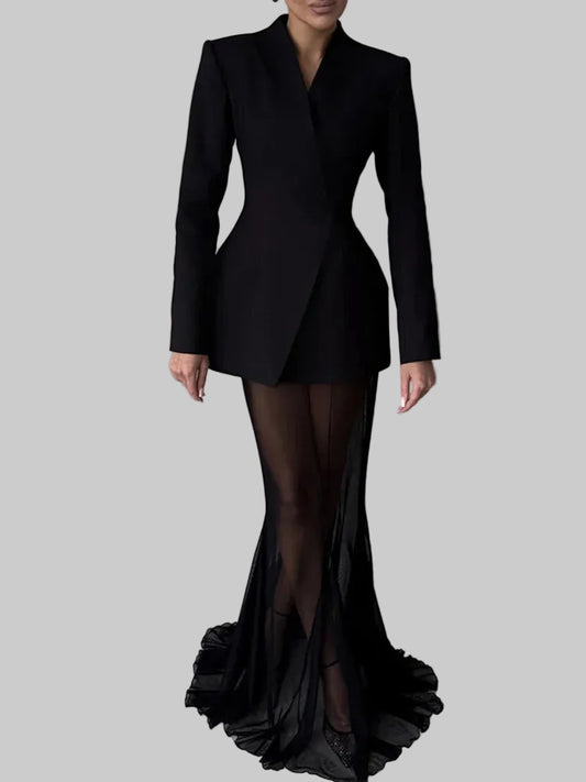 Conjunto Elegante retro de top com decote em V e saia justa