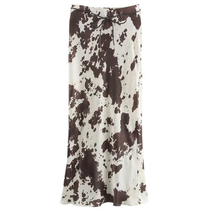 Conjunto de Calças e Casaco de cetim estampada