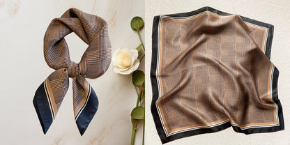 Lenço quadrado de seda com estampado floral de luxo