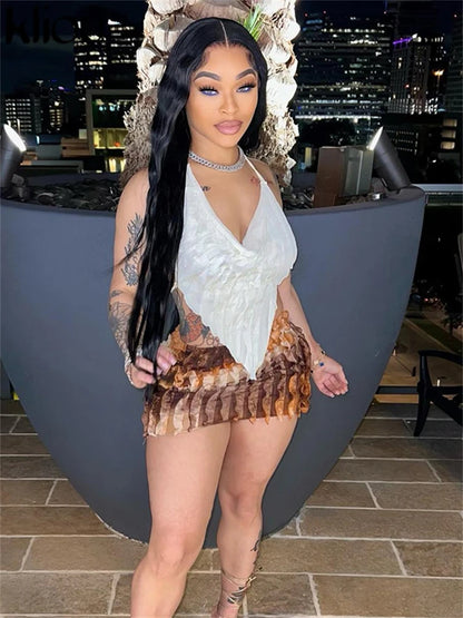 Conjunto sexy de duas peças em tule