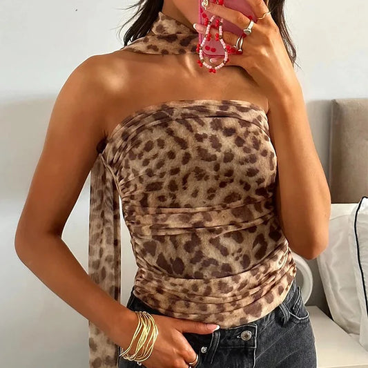 Top Leopard Mesh com Estampado Leopardo