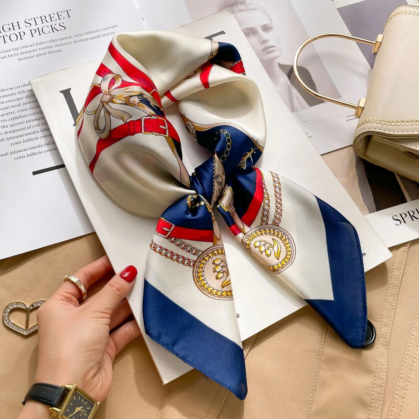 Lenço estampado em seda