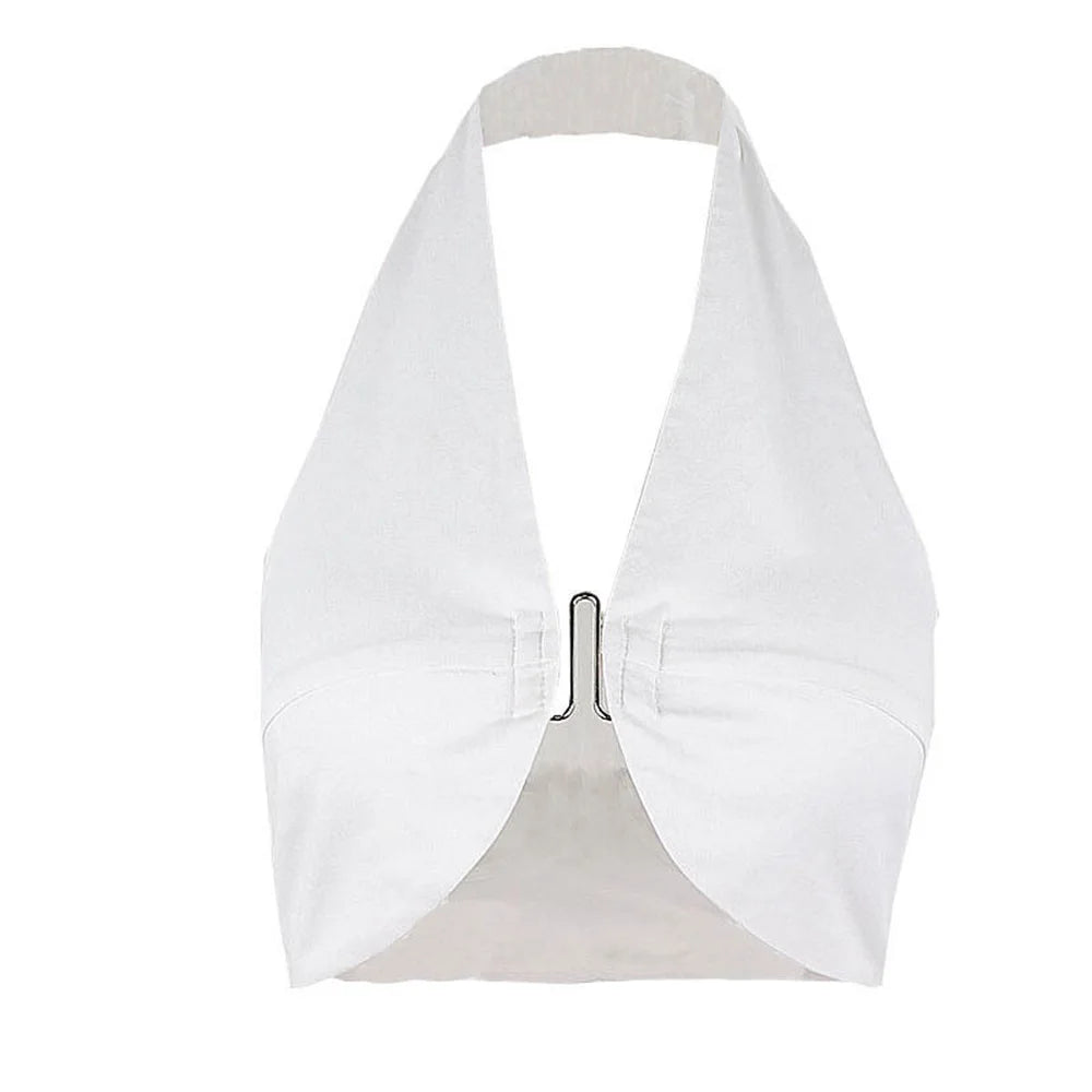 Top cropped com decote halter