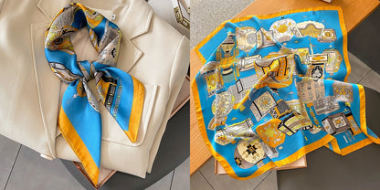 Lenço quadrado de seda com estampado floral de luxo