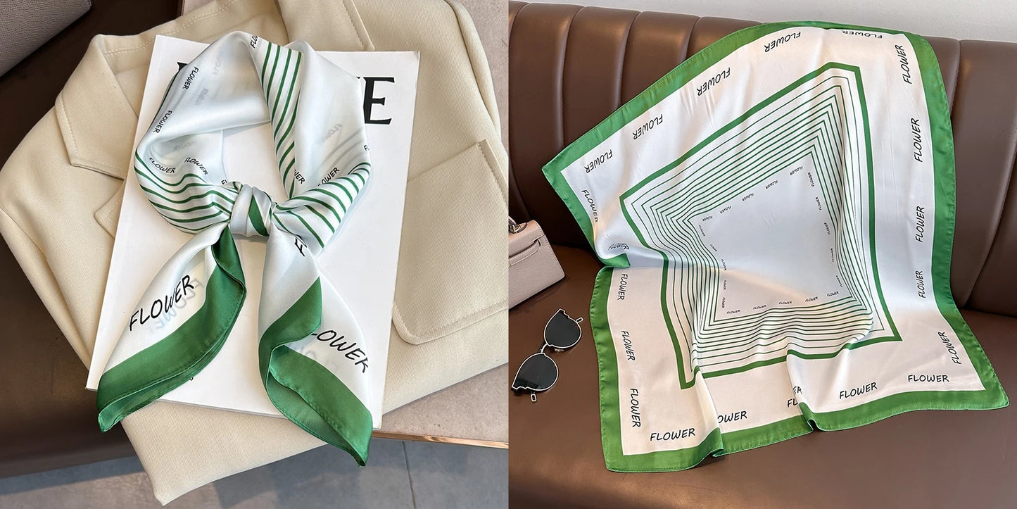 Lenço quadrado de seda com estampado floral de luxo