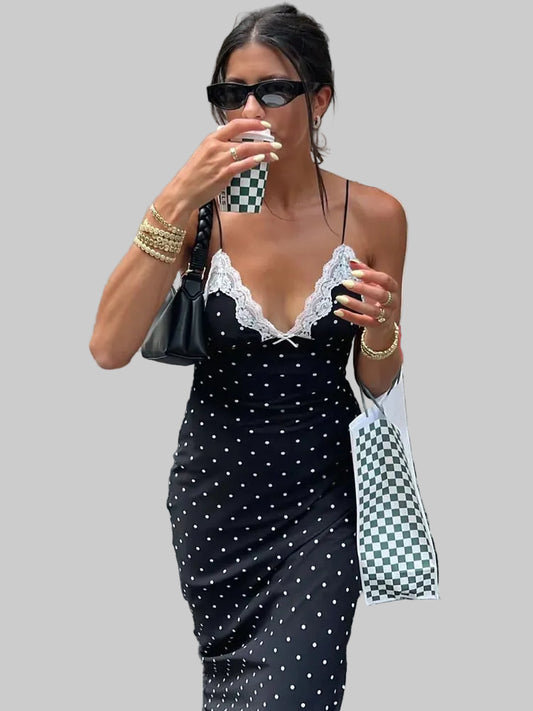 Vestido comprido para mulher com decote em V