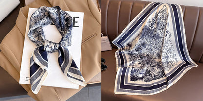 Lenço quadrado de seda com estampado floral de luxo