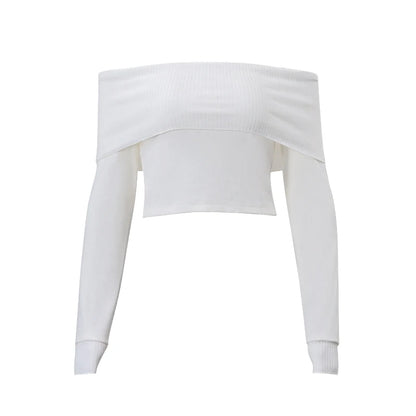 Blusa cropped canelada elegante com ombros descobertos