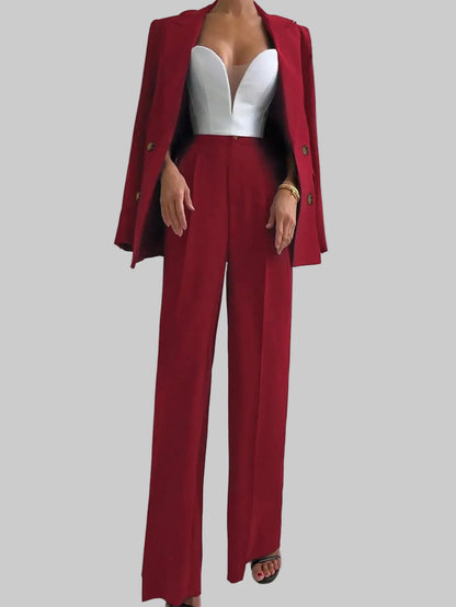 Conjunto elegante e casual de blazer e calças