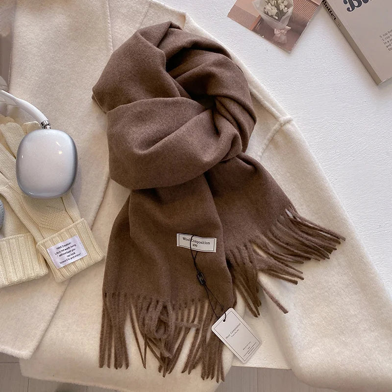 Lenço de inverno de luxo em lã caxemira