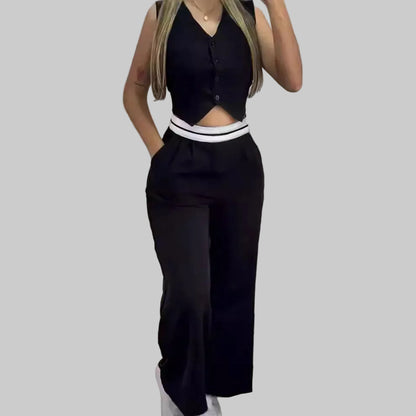 Conjunto sexy preto de duas peças