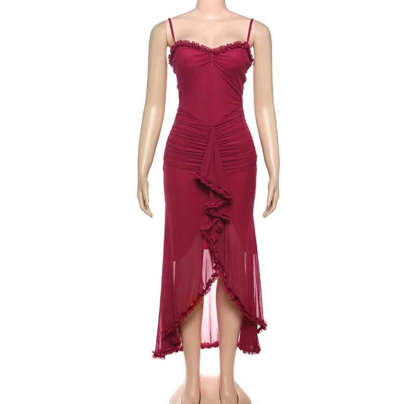 Vestido comprido com estampado de penas