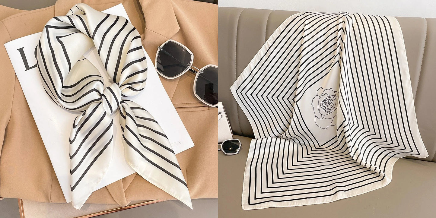 Lenço quadrado de seda com estampado floral de luxo