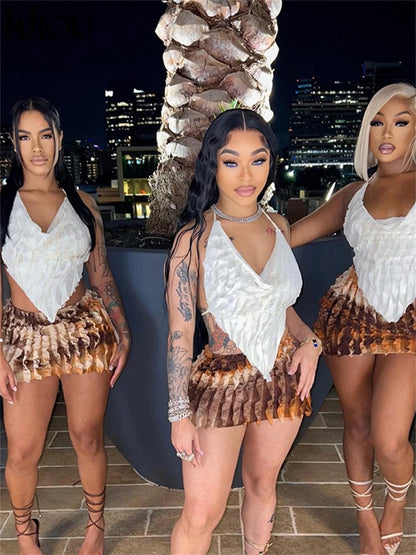 Conjunto sexy de duas peças em tule