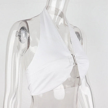 Top cropped com decote halter