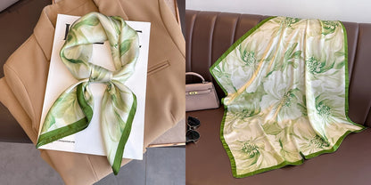 Lenço quadrado de seda com estampado floral de luxo