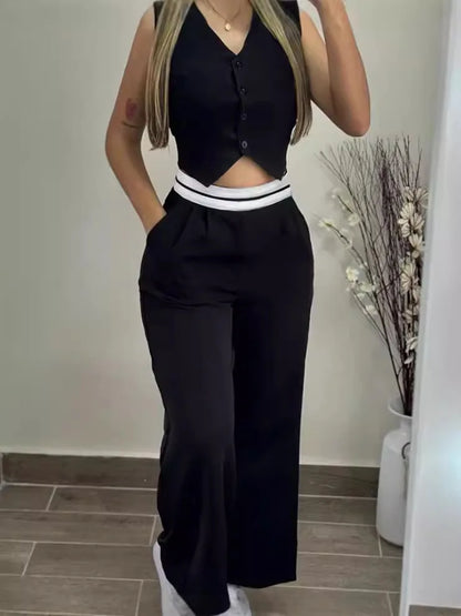 Conjunto sexy preto de duas peças
