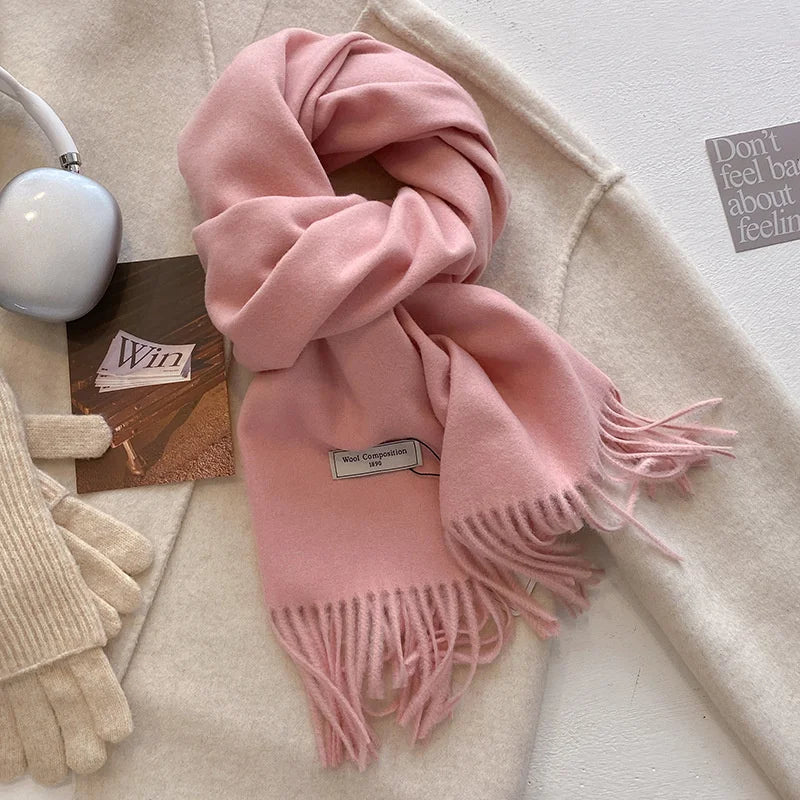 Lenço de inverno de luxo em lã caxemira