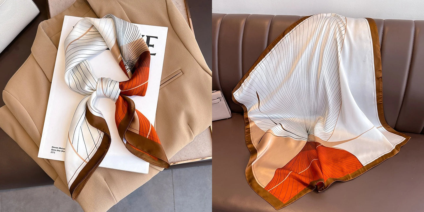 Lenço quadrado de seda com estampado floral de luxo