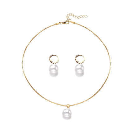 Conjunto de 2 peças de joalharia com pérolas redondas