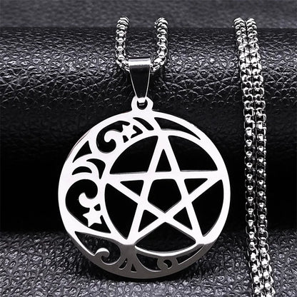 Colar com Pendente Lua Crescente em Aço Inoxidável Dourado