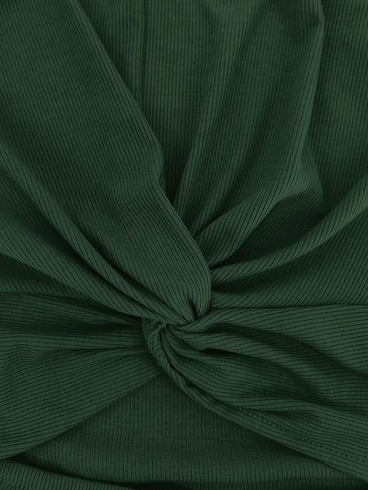 Vestido sem mangas com decote em nó