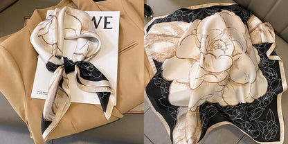 Lenço quadrado de seda com estampado floral de luxo