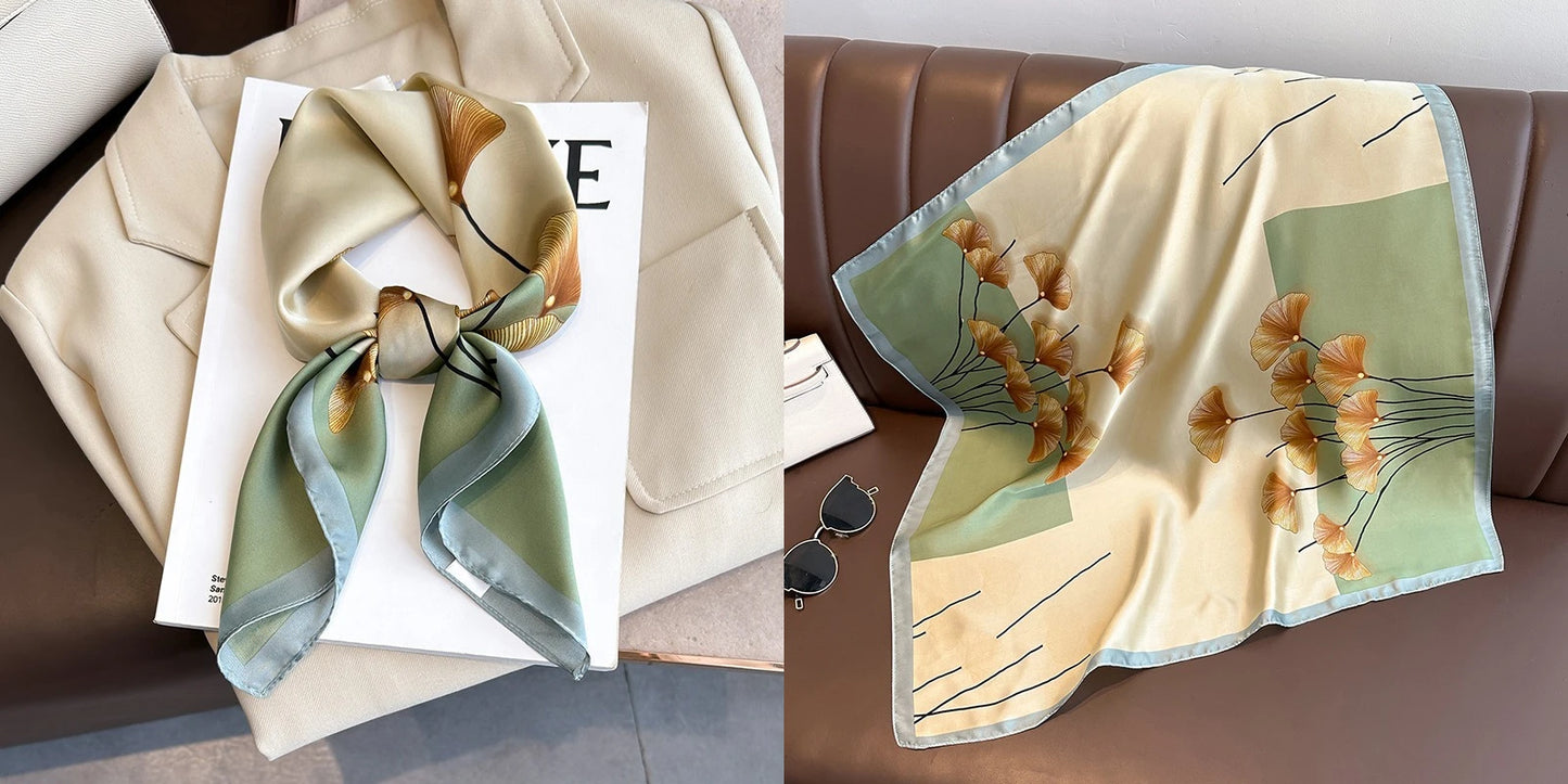 Lenço quadrado de seda com estampado floral de luxo