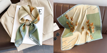 Lenço quadrado de seda com estampado floral de luxo