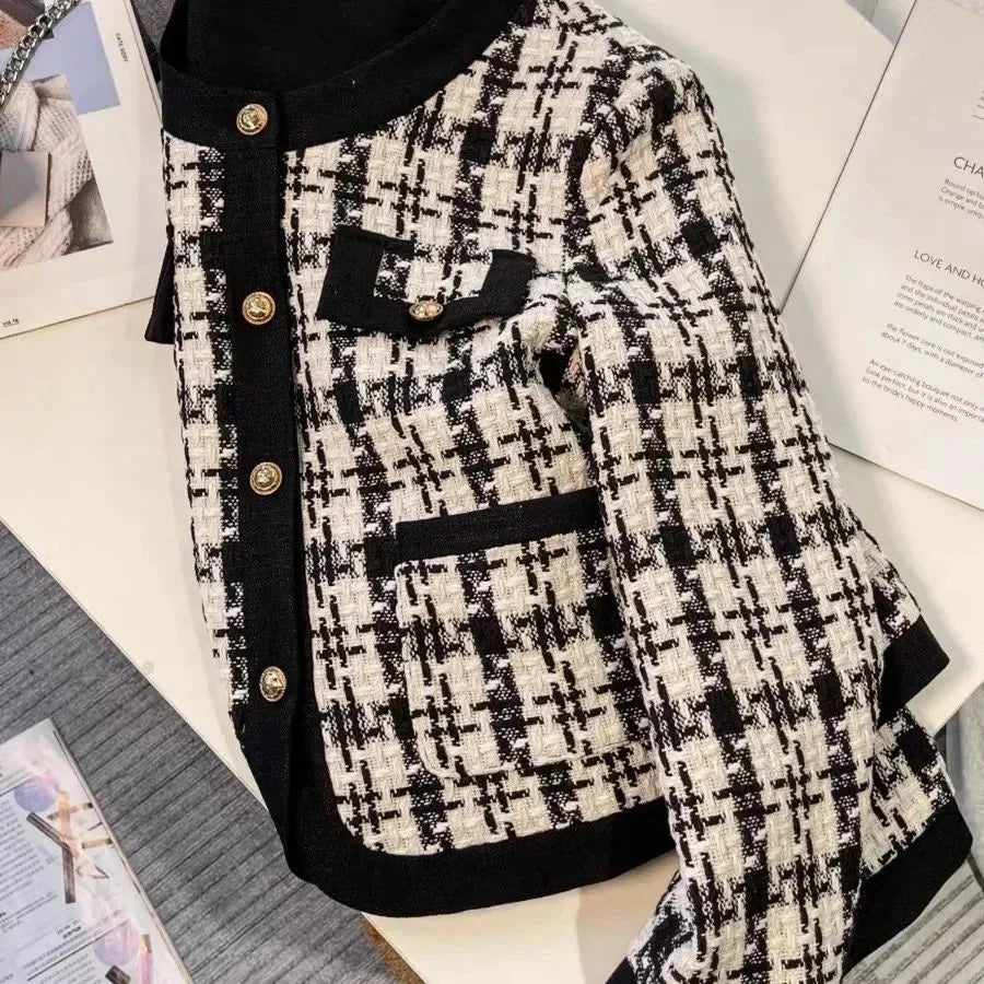 Casaco curto estilo francês para outono/inverno