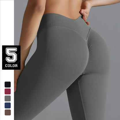 Calças de ioga de cintura subida