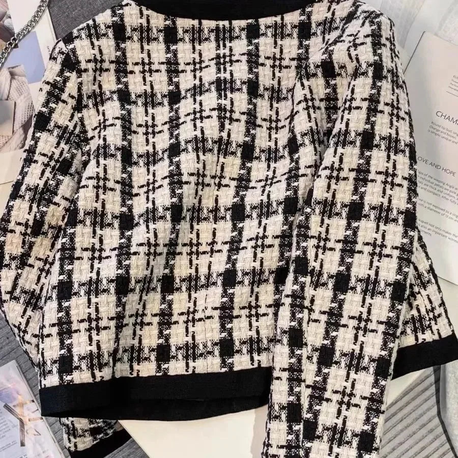 Casaco curto estilo francês para outono/inverno